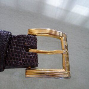 KLEINBERG SHERRILL VINTAGE 1986 CHOCOLATE BROWN LIZARD BELT MEDIUM EXCELLENT